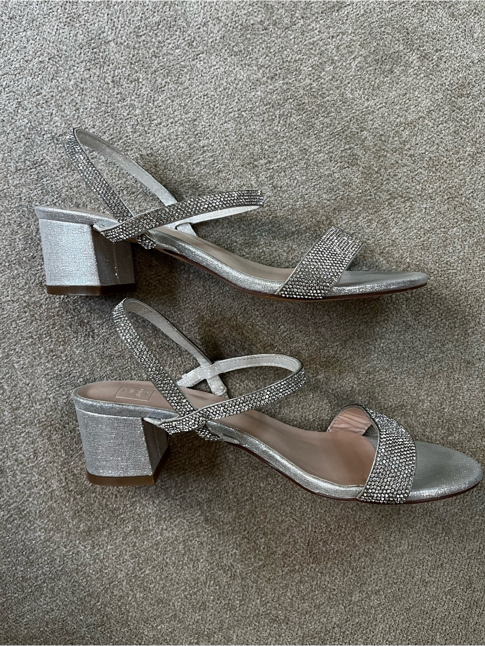 David's Bridal Silver Rhinestone Strap Slingback Sandals Annie size 8 - Picture 6 of 7